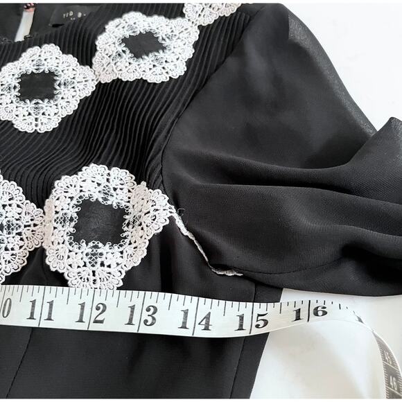 Ted Baker London AVIANAH Applique midi skater dress Lace Trim Fit Flare 1 USA 4 - Picture 12 of 16